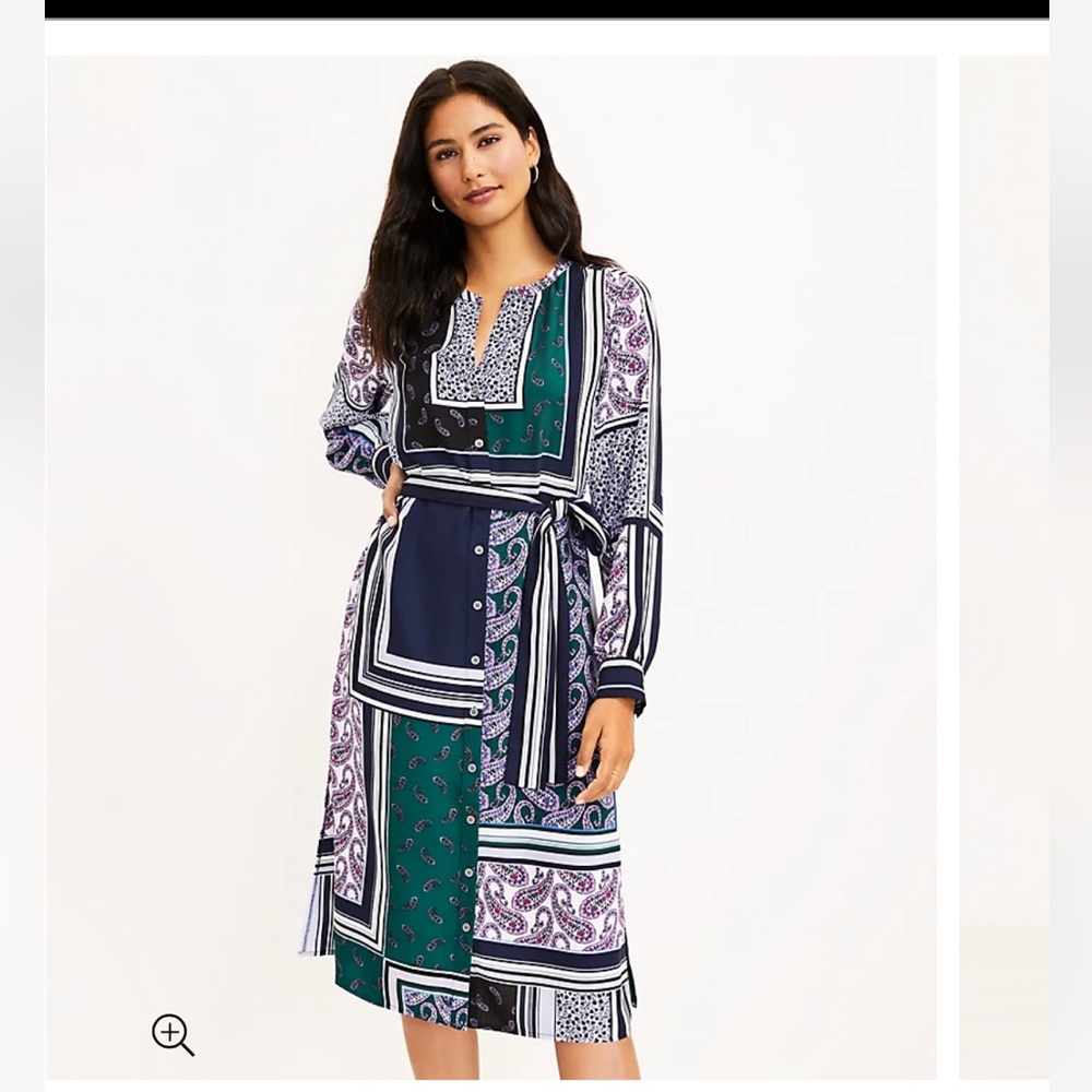 NWOT Patchwork Midi Shirtdress
